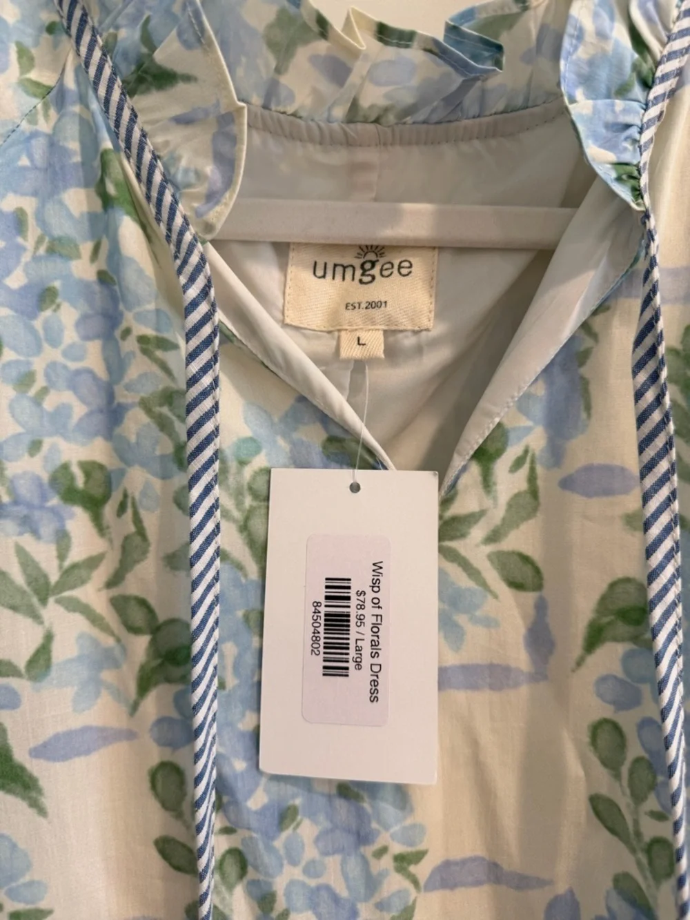 Umgee Floral Dress in Blue & Green - Picture 3 of 3